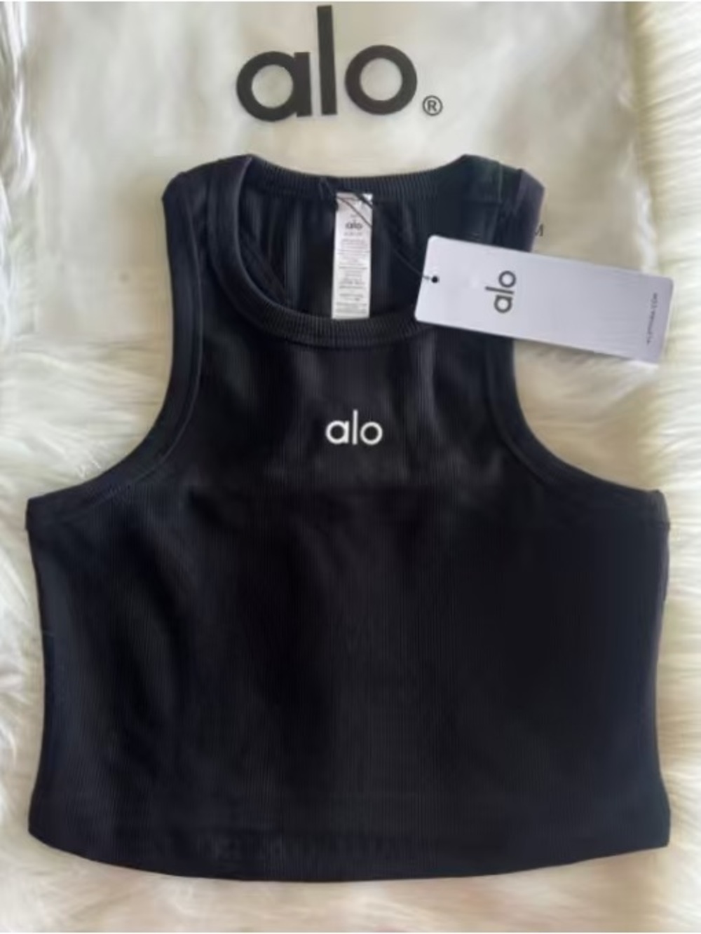 Women’s Alo Cotton Blend Black Tank Top